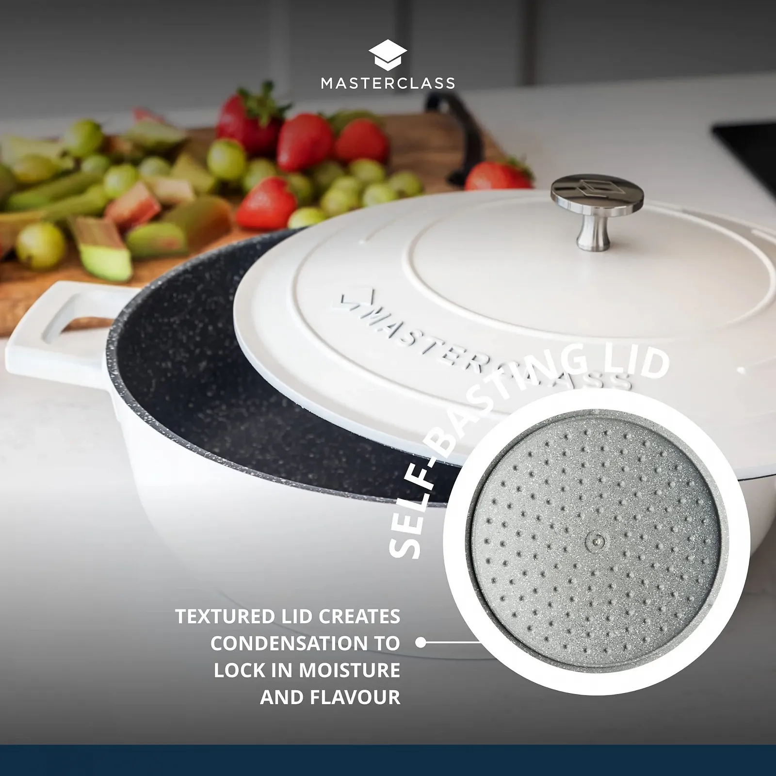 Каструля-сотейник MasterClass Литий алюміній 28 см 4 л Кремова Подарункова упаковка, фото №6