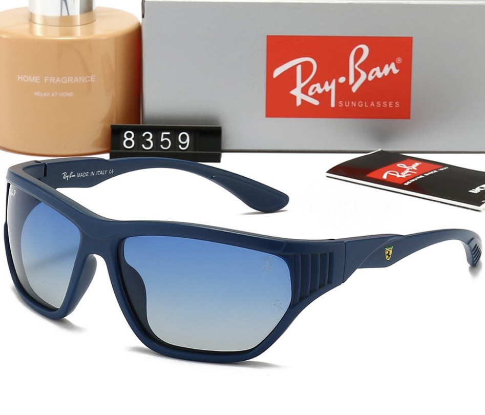 Мужские солнцезащитные очки обтекаемой формы с чехлом Ray Ban Синие, фото №1 Мужские солнцезащитные очки обтекаемой формы с чехлом Ray Ban Синие, фото №1