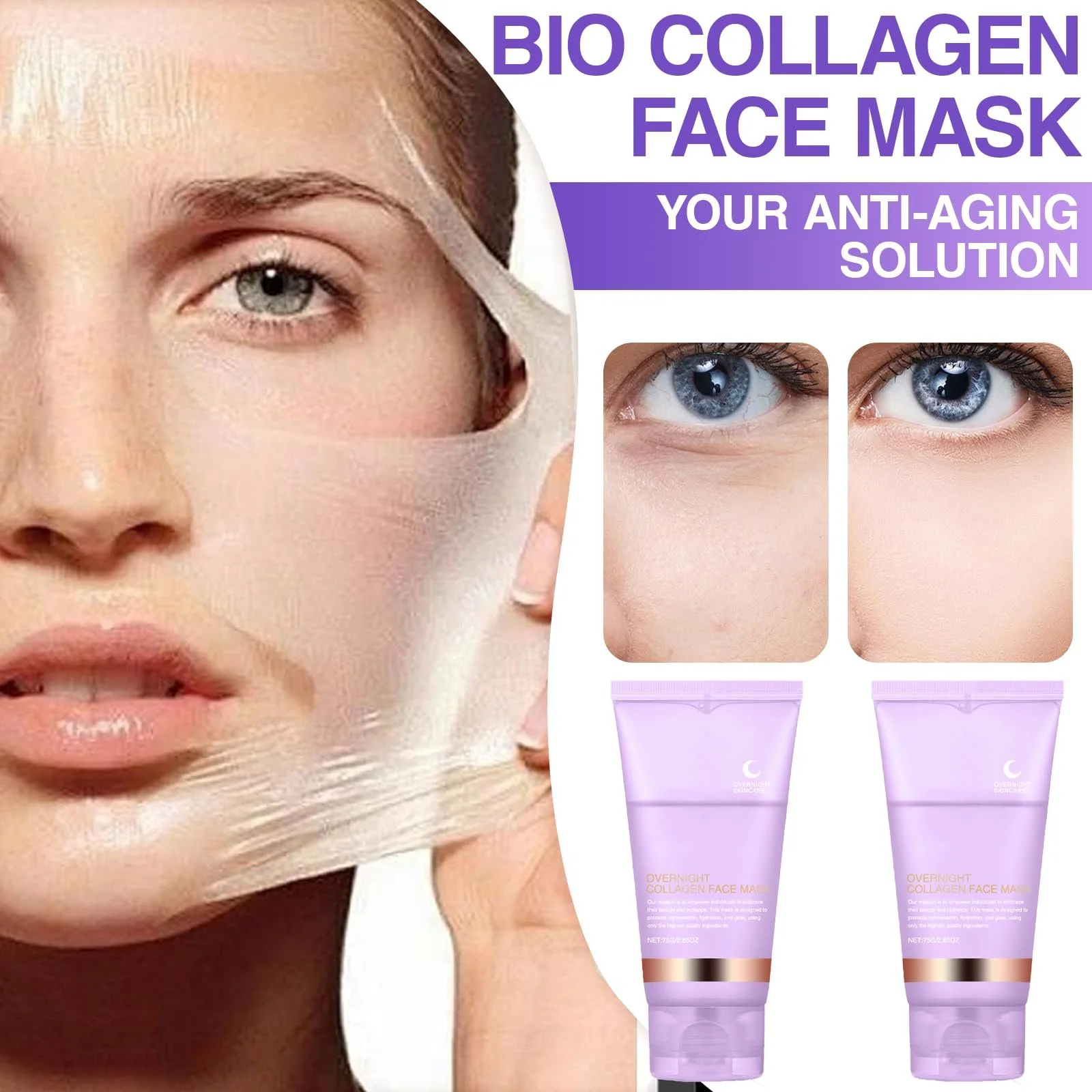 Маска Thoquene Collagen 75 г, Нічна маска для обгортання для зволоження та глибокого живлення, фото №4