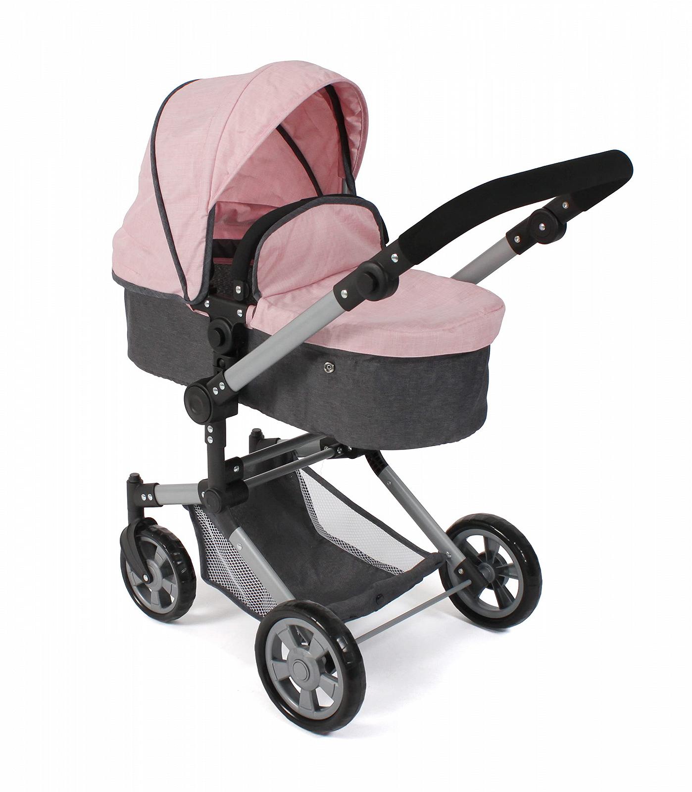 Коляска для кукол Bayer Chic 2000 - Linus 3-в-1 тёмно-серый, розовый, фото №2