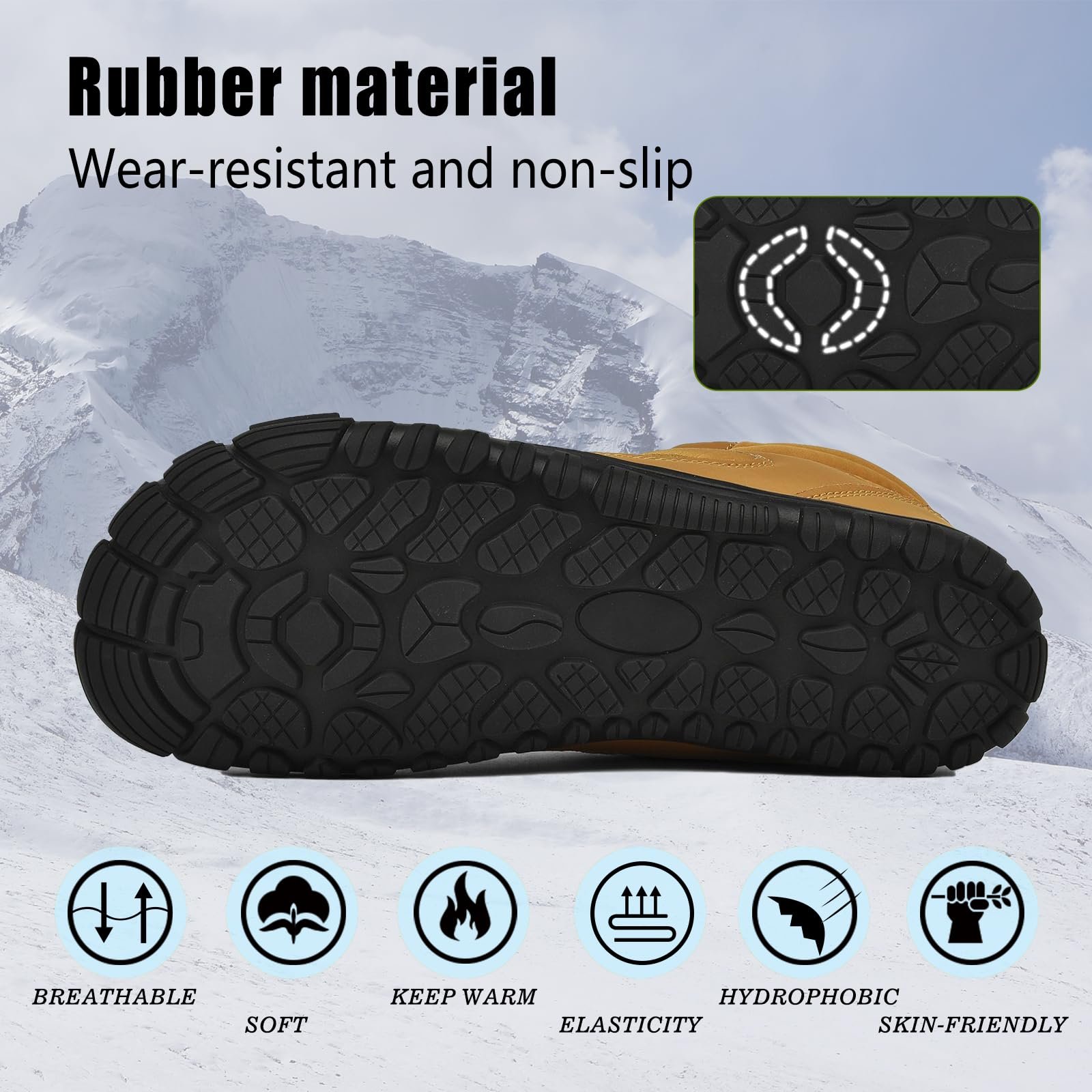 Зимові черевики AONETIGER Barfußschuhe для чоловіків та жінок, утеплені, зимові чоботи, зручні, легкі, водонепроникні, взуття для босих ніг, нековзкі бавовняні чоботи, фото №4