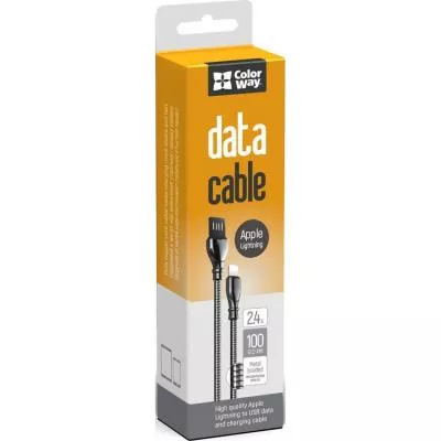 Дата кабель USB 2.0 AM to Lightning 1.0m metal spring black ColorWay (CW-CBUL013-BK), фото №3 Дата кабель USB 2.0 AM to Lightning 1.0m metal spring black ColorWay (CW-CBUL013-BK), фото №3
