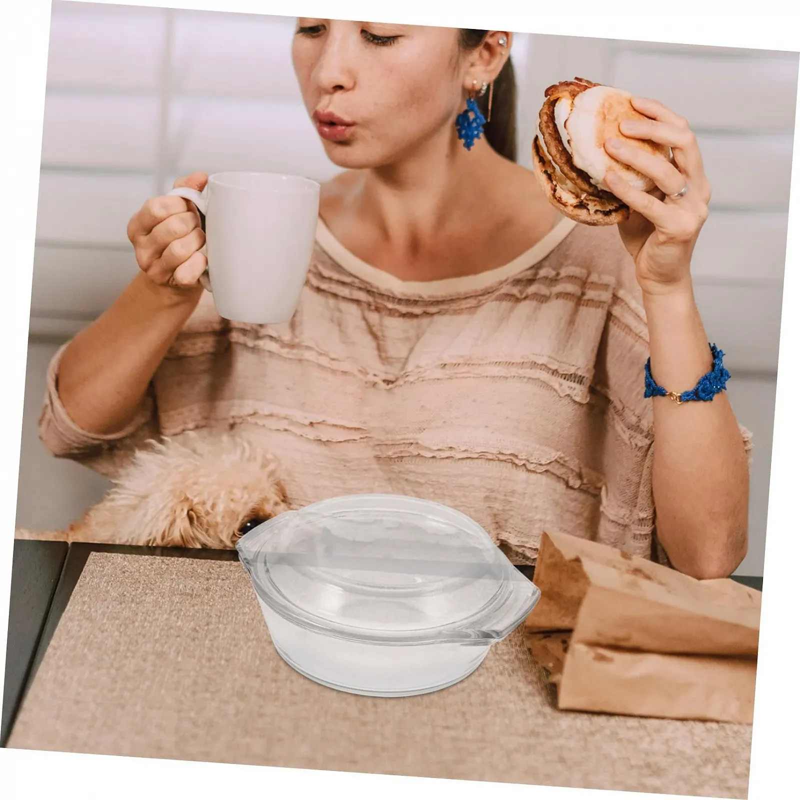 Кастрюля для запекания стеклянная круглая с крышкой жаропрочная, фото №8