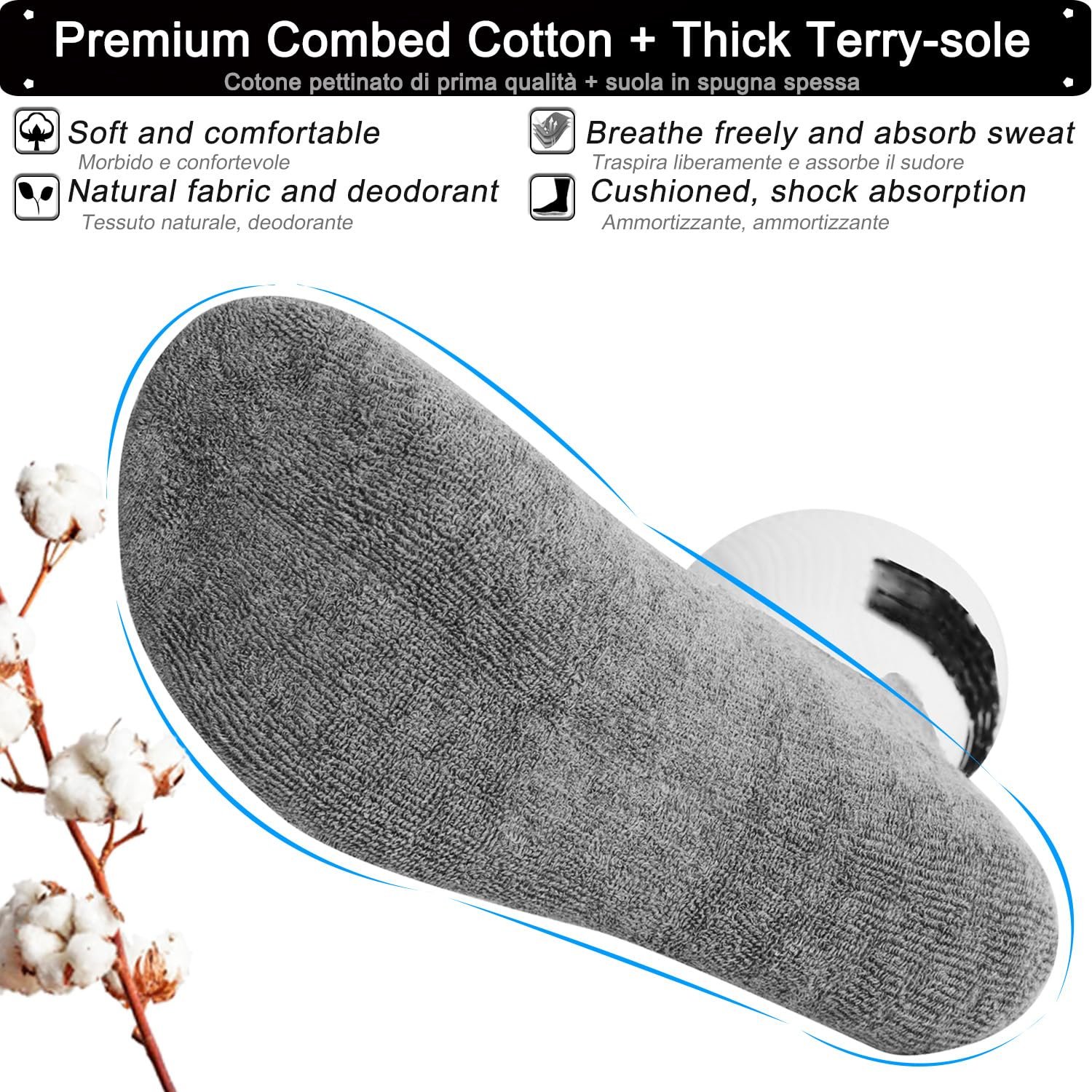 Футбольні шкарпетки з нековзною підошвою для чоловіків та жінок, фото №4