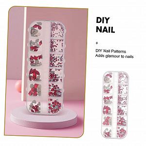 Аксессуары для ногтей Healvian 3 коробки, драгоценные камни для ногтей, хрустальный маникюрный шарм, металлические стразы для ногтей, украшения для ногтей, смола, плоские, красные synthetic.ua - Фото 1