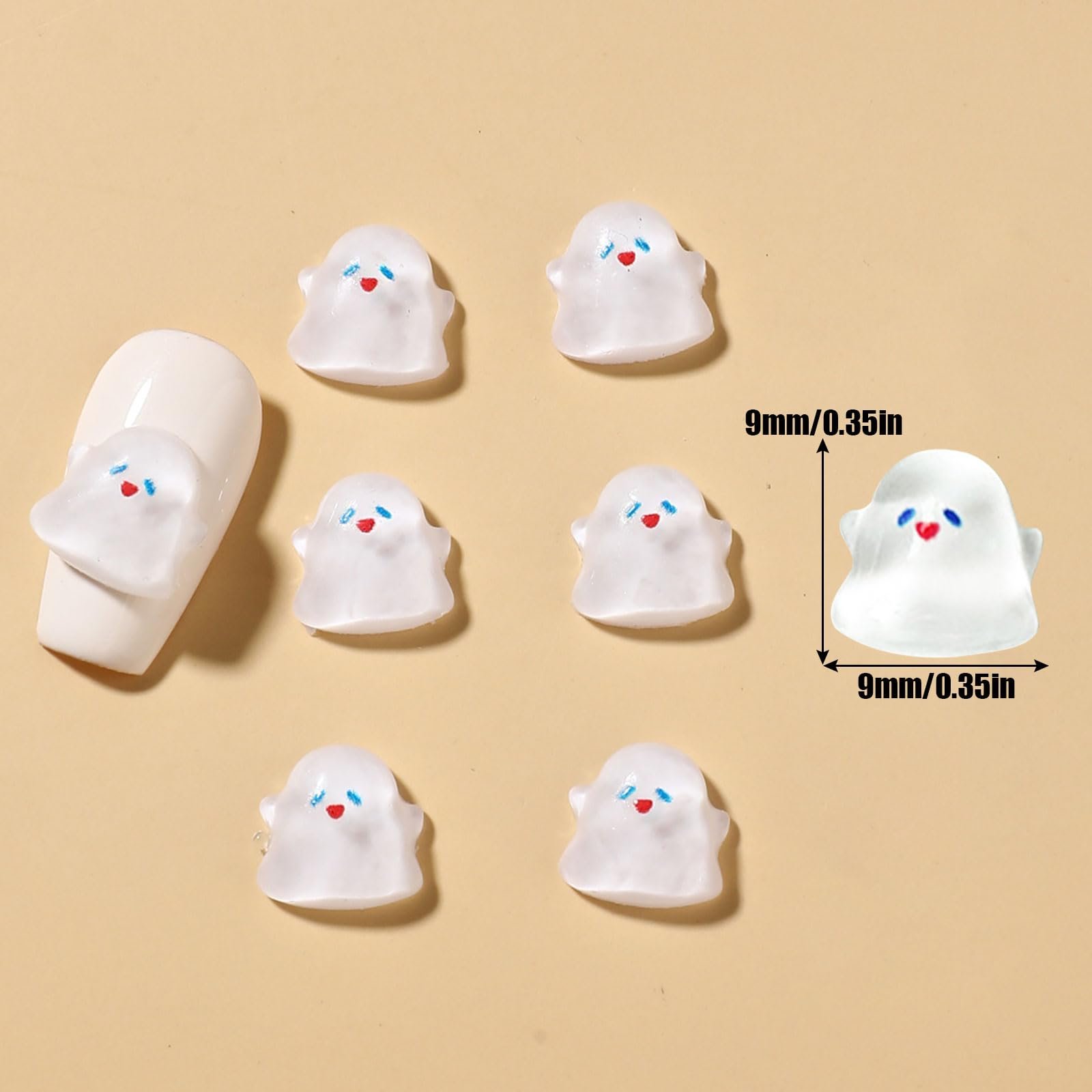 Украшения для ногтей на Хэллоуин Милый призрак Камни для ногтей Смола Плоская задняя часть 3D Подвески для ногтей Аксессуары для маникюрного дизайна DIY Изготовление ювелирных изделий 100шт, фото №2