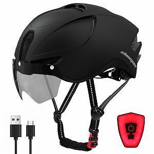 Шолом Велосипедний Shinmax з Ліхтарем, USB Зарядкою, Козирком, Магнітним Кріпленням, Регульований, 57-62 см - Фото 1