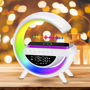 Настільна лампа LED Bedside Lamp Intelligent Light Alarm Clock 15 Вт RGB Bluetooth White - Фото 1