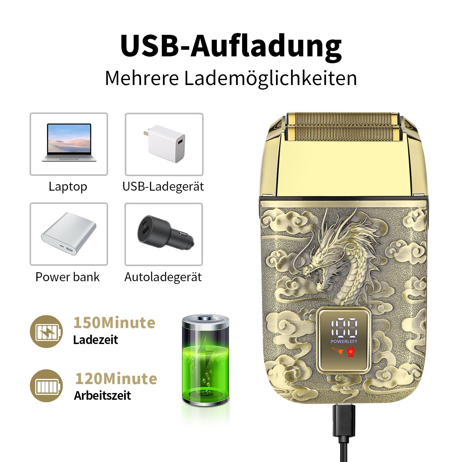 Сеточная бритва HIENA PRO Professional Cordless Precision Double Foil USB Rechargeable, фото №6