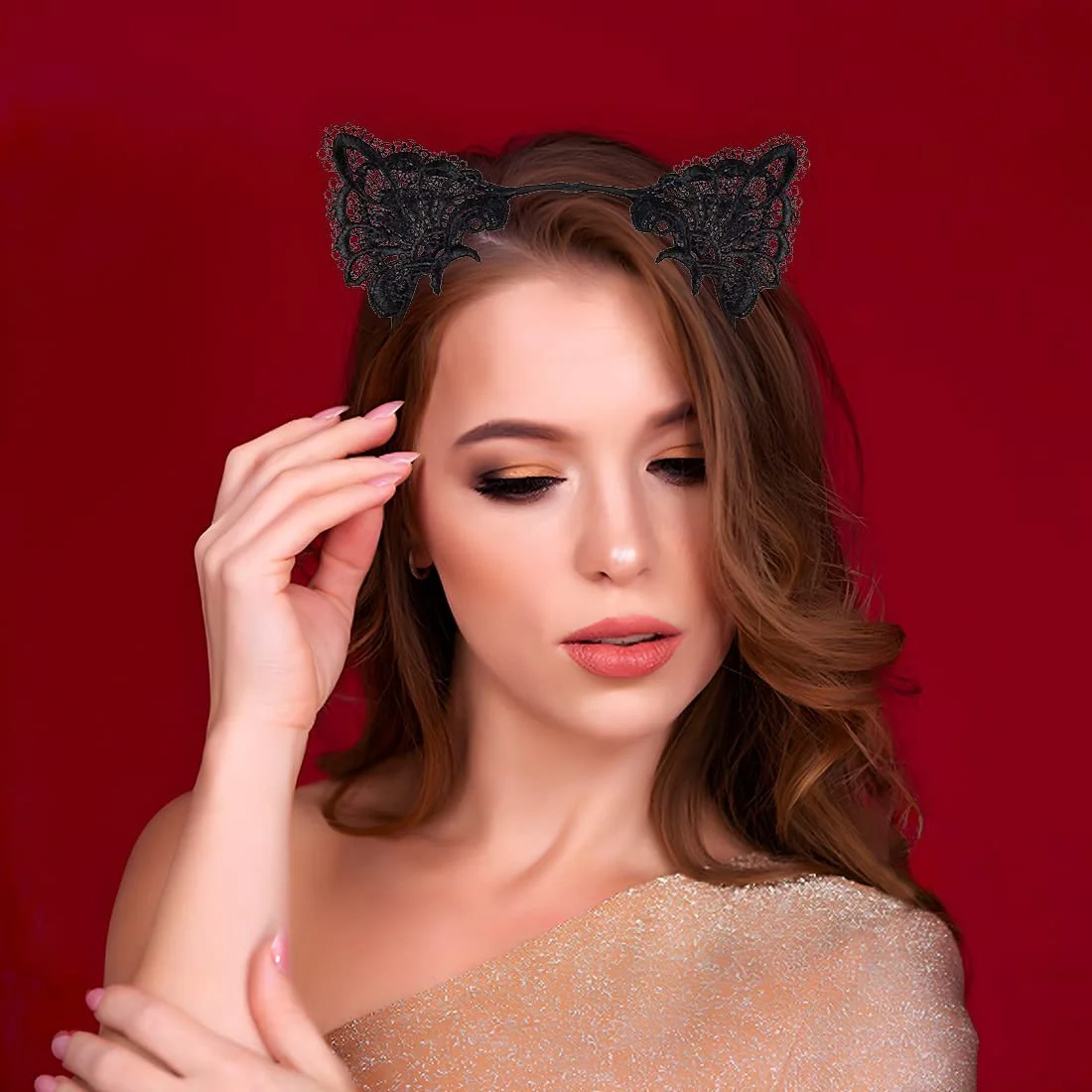 Обруч Вушка кота Метал, мереживо, фото №7