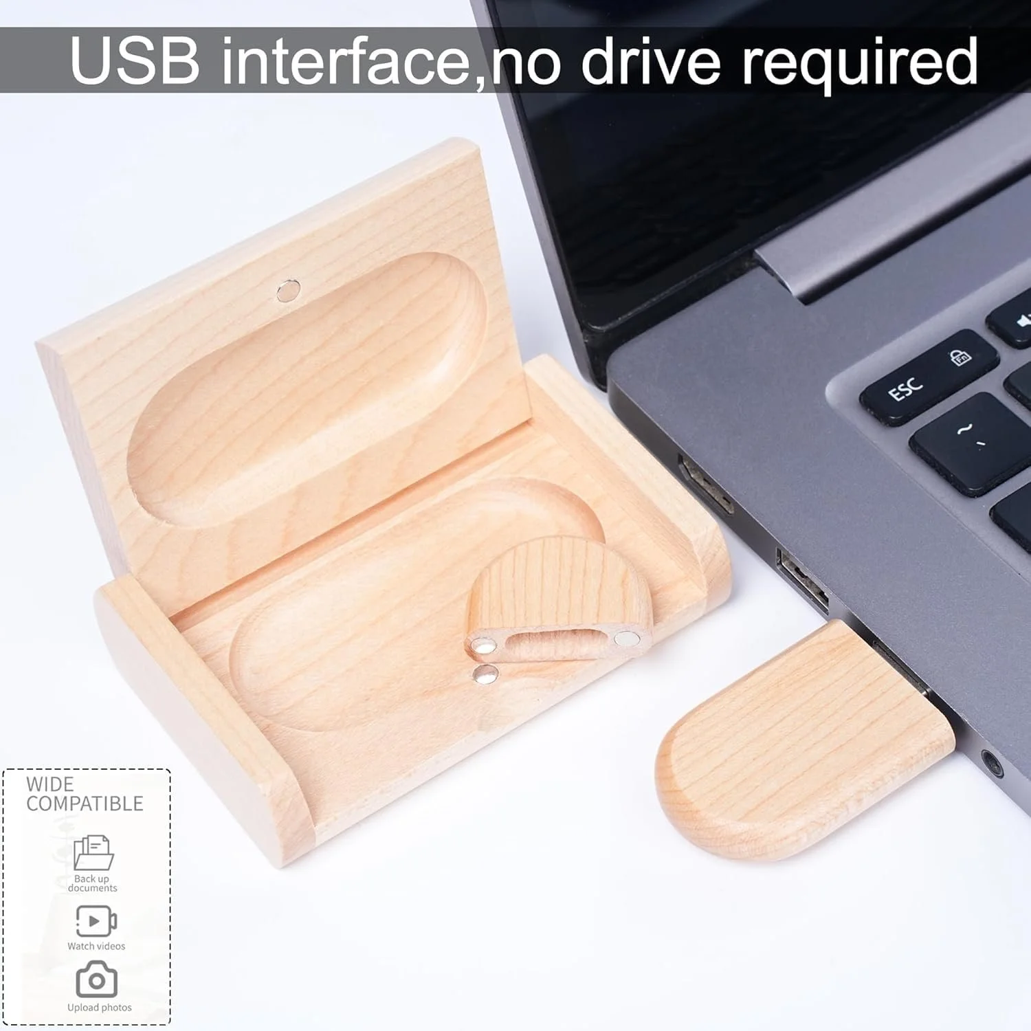 USB-накопичувач Wooden 16ГБ USB 2.0 з дерев'яною коробкою, фото №4