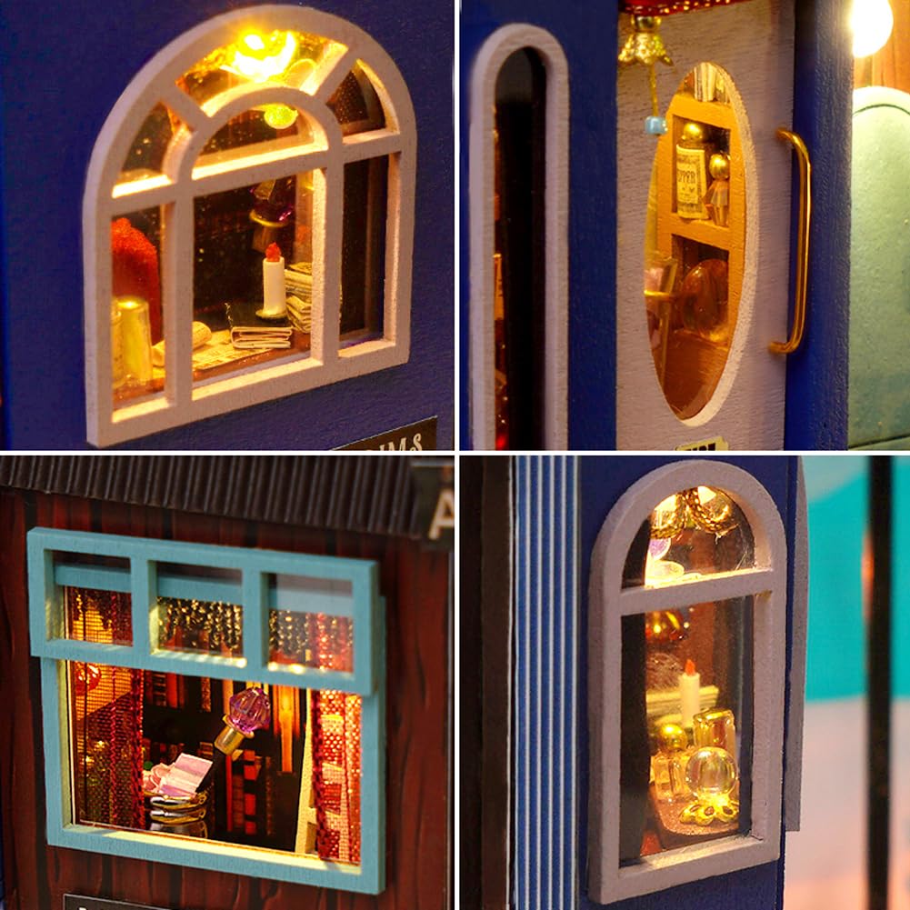 Конструктор Book Nook Dollhouse Puzzle Toy Миниатюрный Magic Bookcase с мебелью и пылезащитной крышкой, фото №8