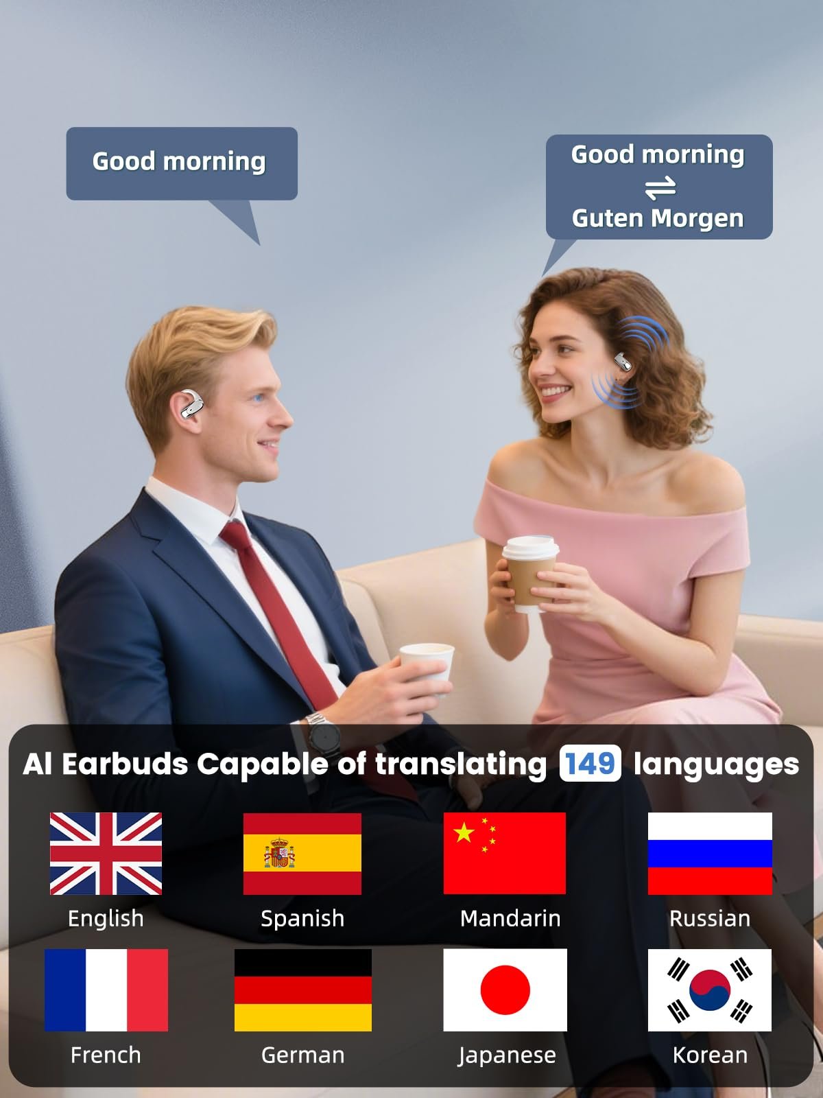 Навушники-перекладачі Ki, 149 мов в реальному часі, Сенсорні Bluetooth, фото №5 Навушники-перекладачі Ki, 149 мов в реальному часі, Сенсорні Bluetooth, фото №5