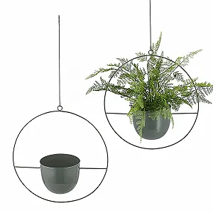 Підвісний кошик Cepewa для квітів металевий Круглий Сірий synthetic.ua - Фото 1
