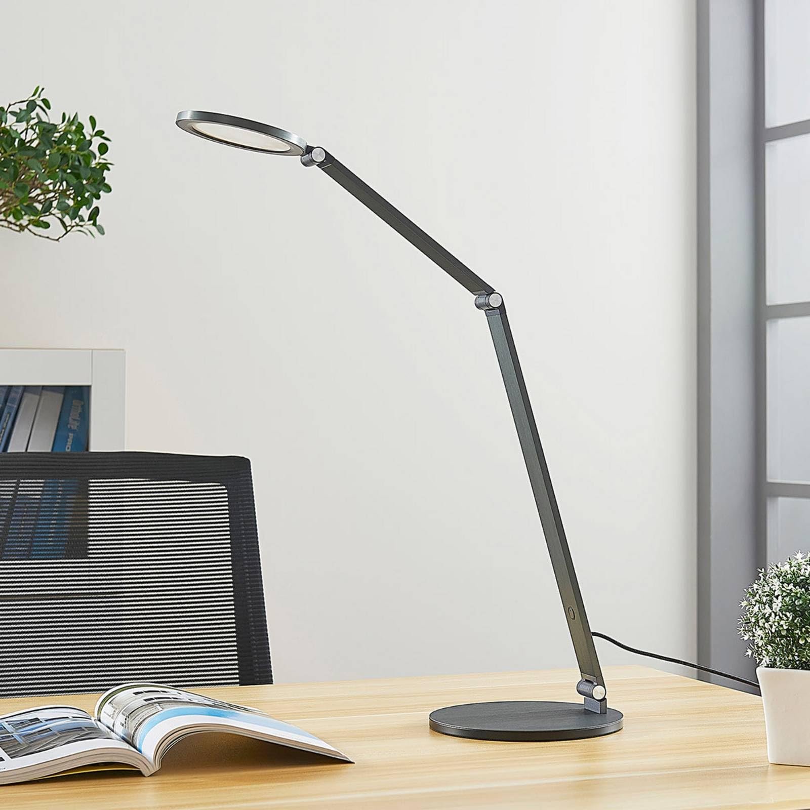 Настільна лампа Lucande Mion LED димована Modern 1 лампа Алюміній, фото №3