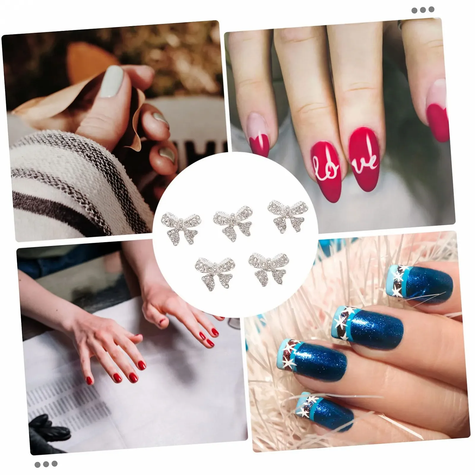 Бантики для ногтей Healeved для дизайна ногтей, 5 шт в упаковке, подвески для ногтей, украшения в виде летучих мышей, блестящие стразы для домашнего использования, фото №5