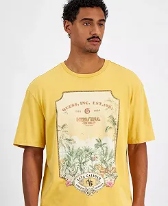Мужская футболка Guess - Eco Paraiso Postcard Tee - Жовтий - L - Фото 1