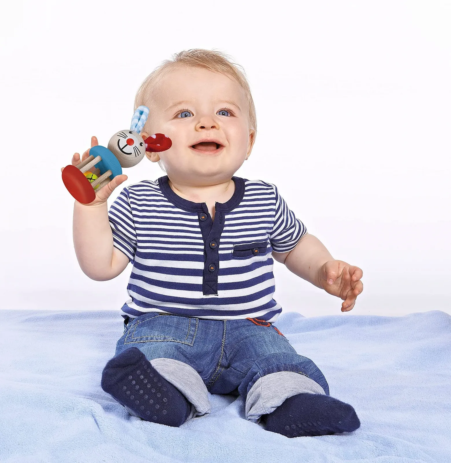 Погремушка Eichhorn Зайчик 5 x 13.5 см, FSC 100% сертифицированный бук, Сделано в Германии, фото №3