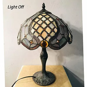 Настільна лампа Bieye Tiffany Style L30817 Бароко Латунний ланцюжок Вітражне скло synthetic.ua - Фото 1