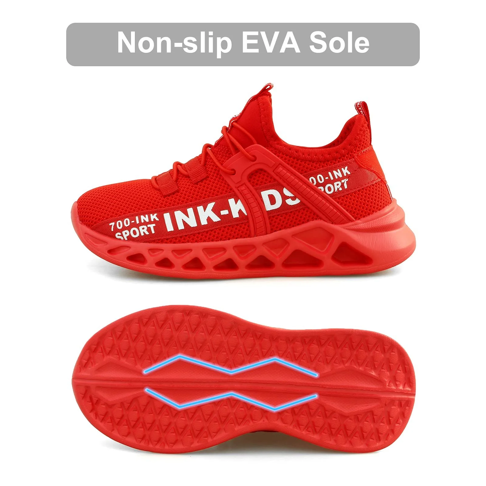 Детская спортивная обувь Unisex Детские сверхлегкие дышащие кроссовки на липучках для мальчиков Кроссовки для бега для девочек Розовый, фото №3