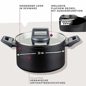 Кастрюля Fackelmann Statement 20 см с керамическим покрытием из переработанного алюминия с антипригарным покрытием synthetic.ua - Фото 1