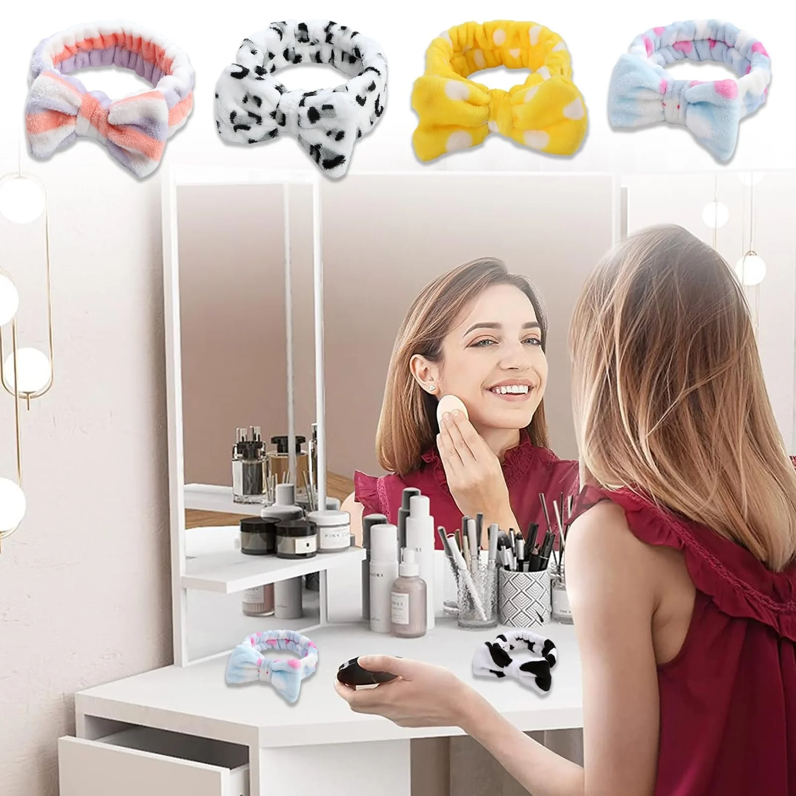 Пов'язка для волосся з бантом для макіяжу, 8 шт, фото №7