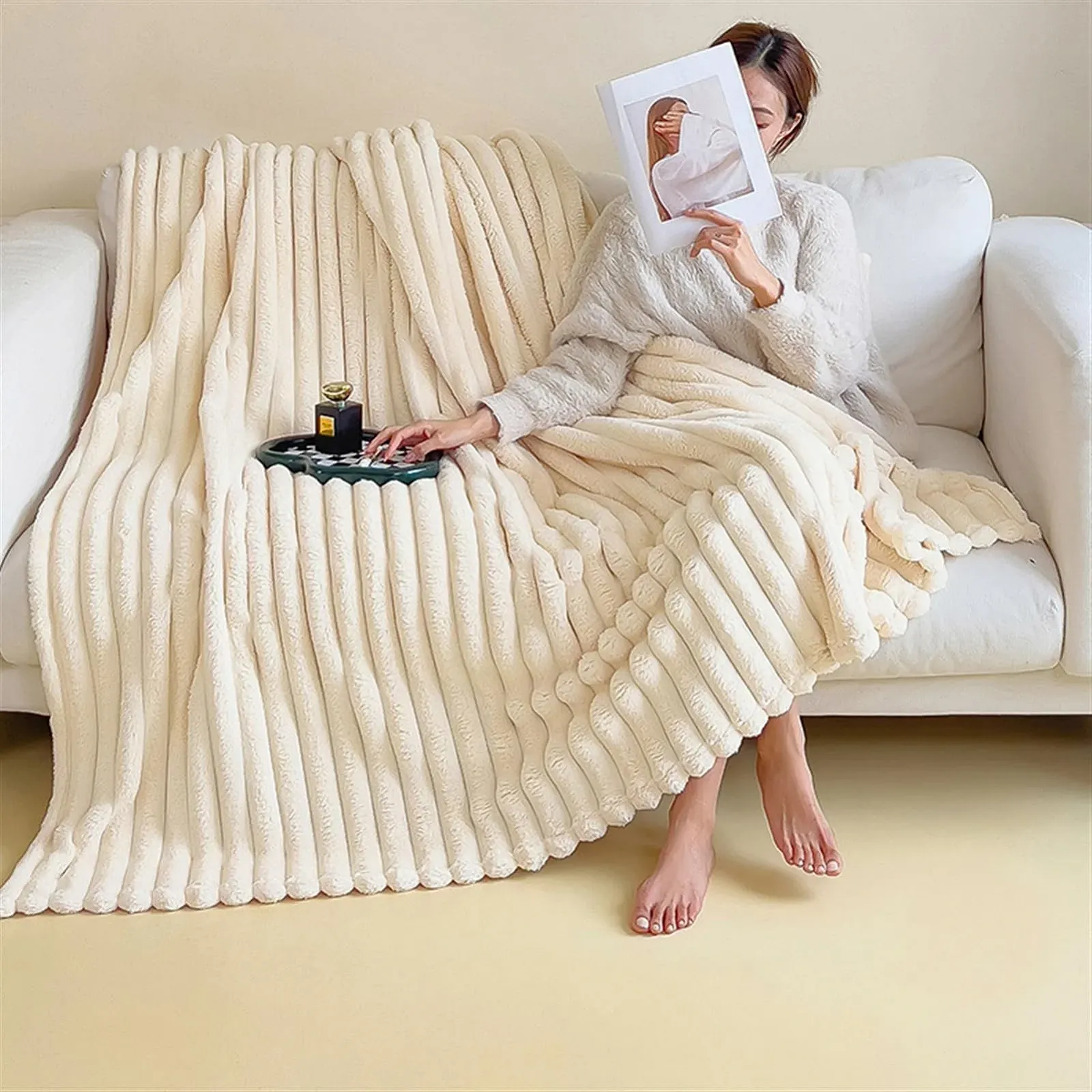 Одеяло Heavyoff Мягкое, Пушистое, Флисовое, для дивана, Теплое, Зимнее, Мягкое как одеяло для дивана, Покрывало или накидка на диван, Темно-серое, 200 x 230 см, фото №3