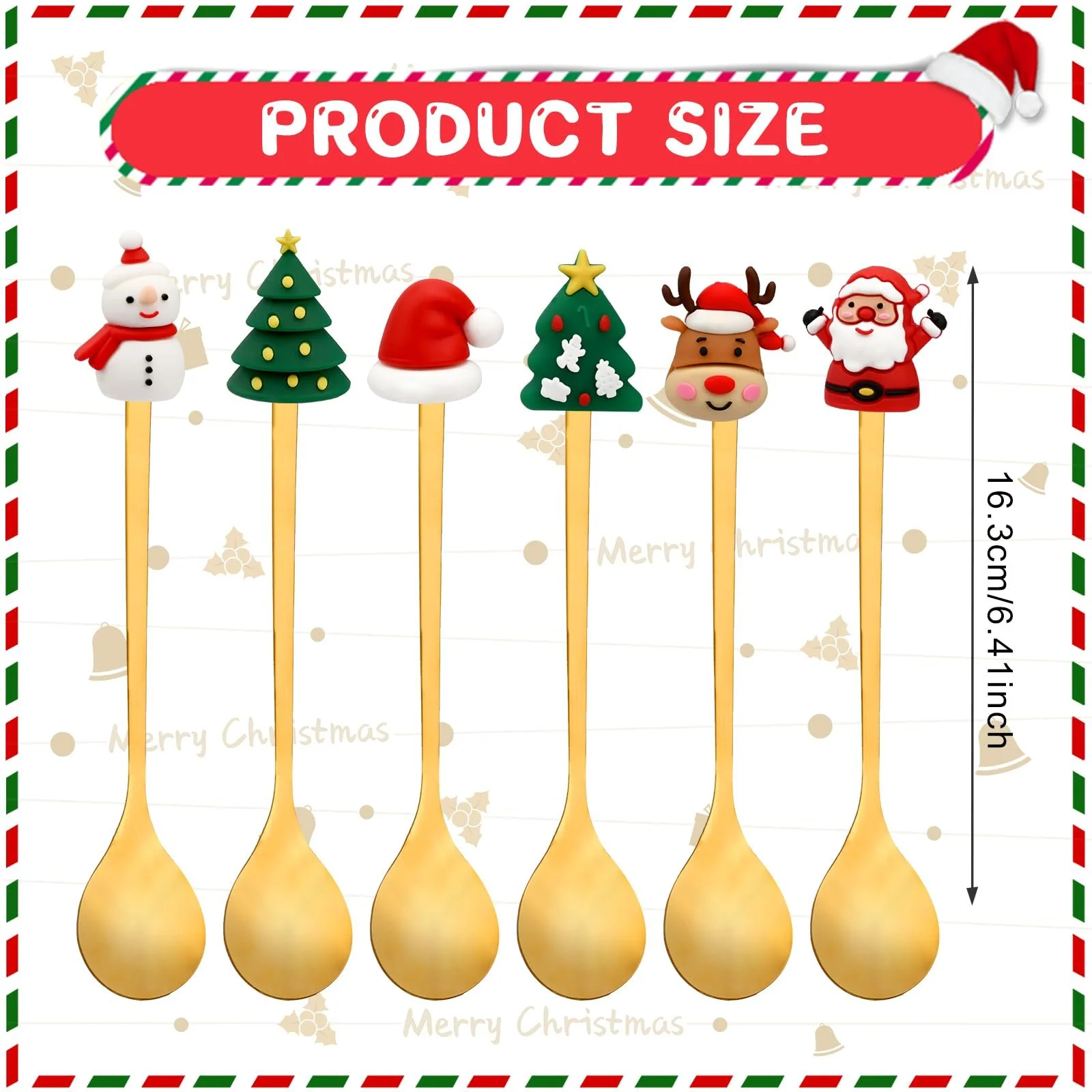 Набір з 6 різдвяних кавових ложок, фото №2