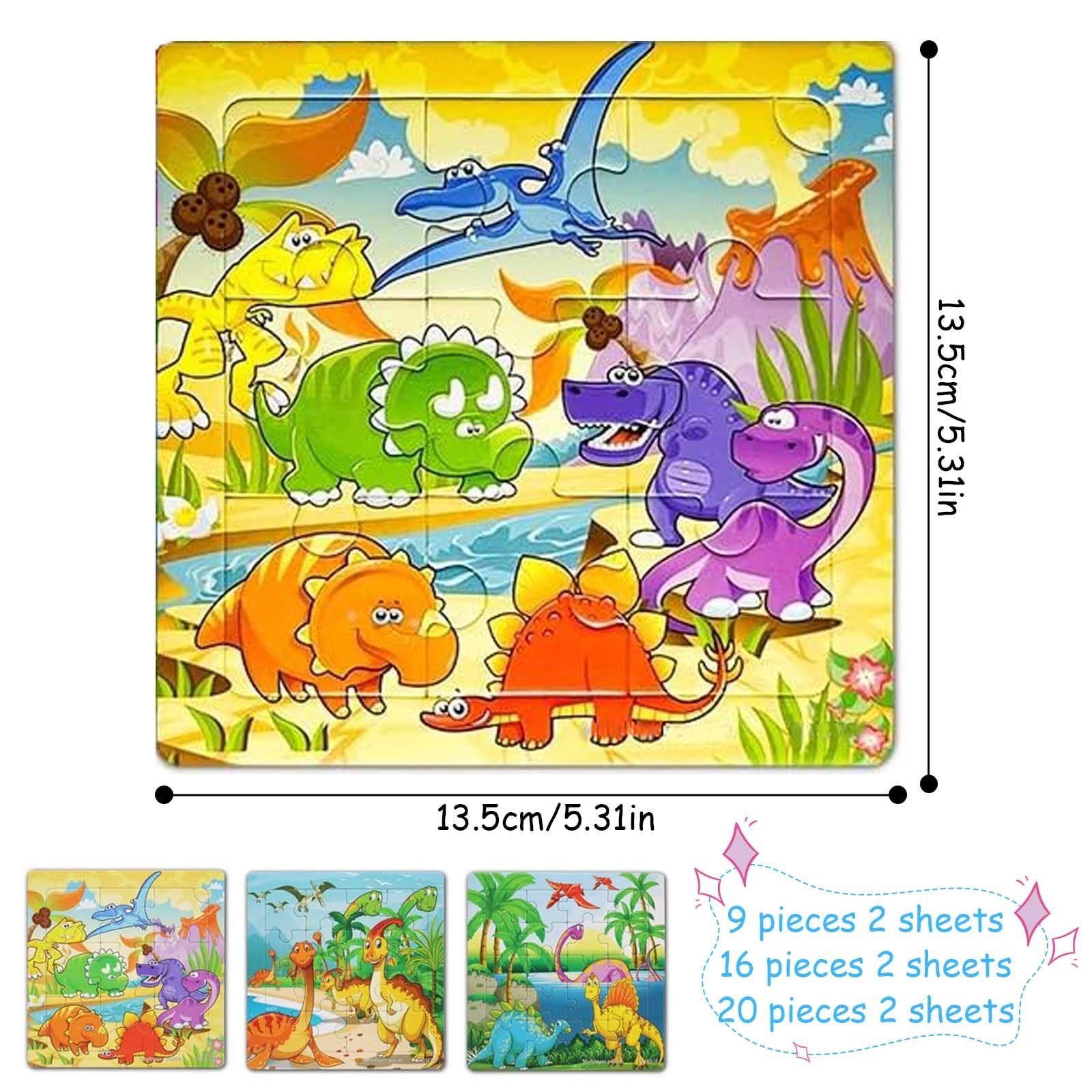 Набір дитячих пазлів Dinosaur 3 рівні складності 9, 16, 20 елементів, фото №1