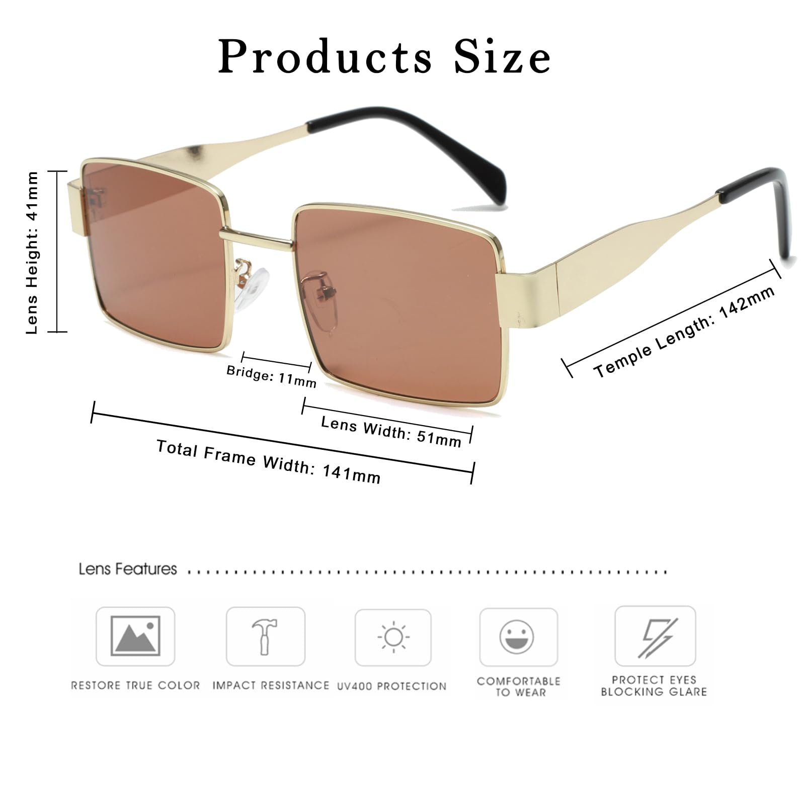 Вінтажні квадратні сонцезахисні окуляри Long Keeper для жінок і чоловіків, фото №3