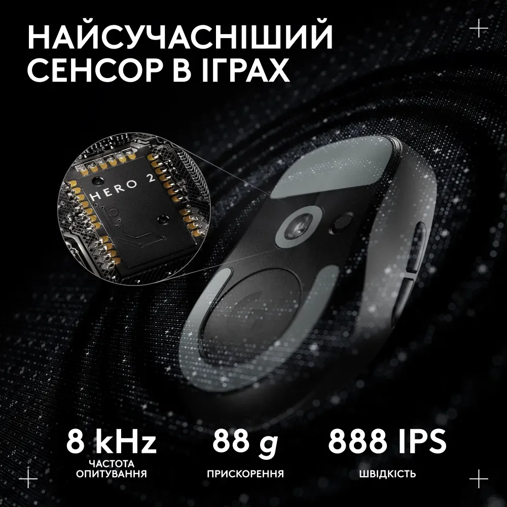 Ігрова бездротова миша Logitech G Pro X Superlight 2C / Радіоканал / Hero 2 / 44000 DPI / 5 кнопок / Бездротова зарядка / Чорна, фото №4