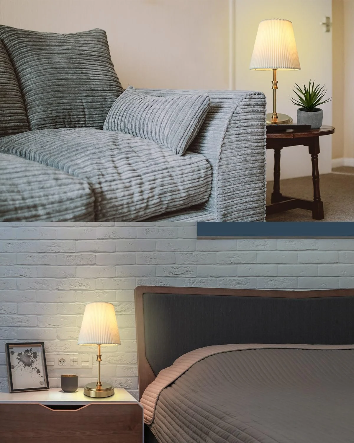 Настільна лампа сенсорна димована 31.5 см 3 рівні яскравості Золота, фото №8