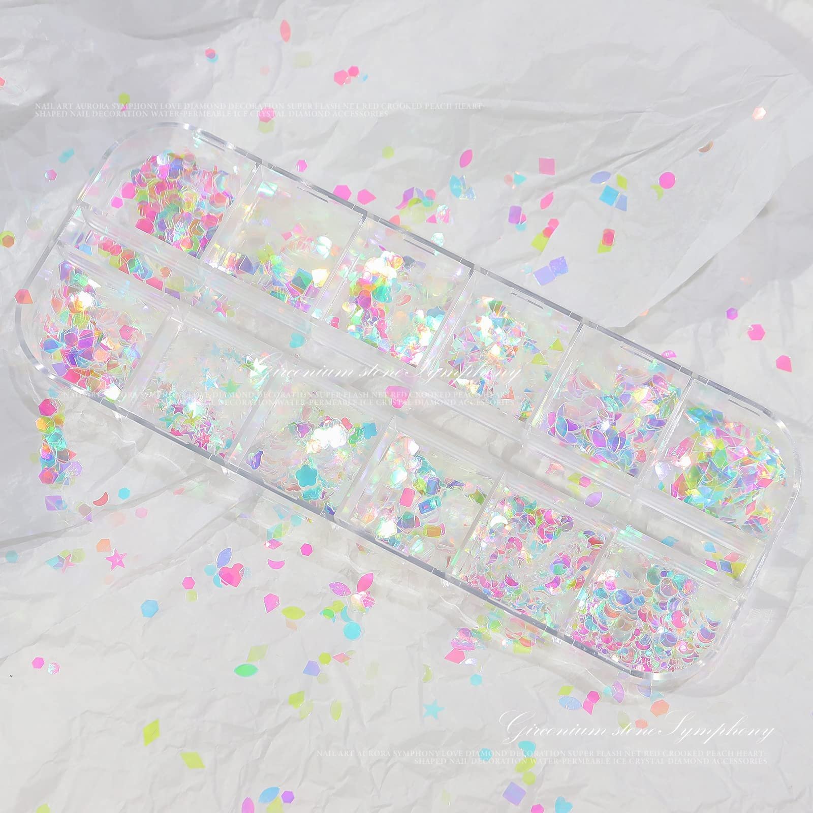 Блестки 12 сеток блестящие блестки хлопья блестки для украшения ногтей, фото №5