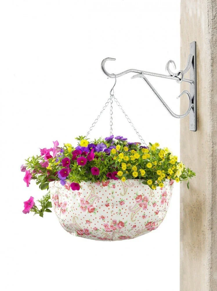 Подвесная корзина для цветов WENKO с декором розы, фото №2