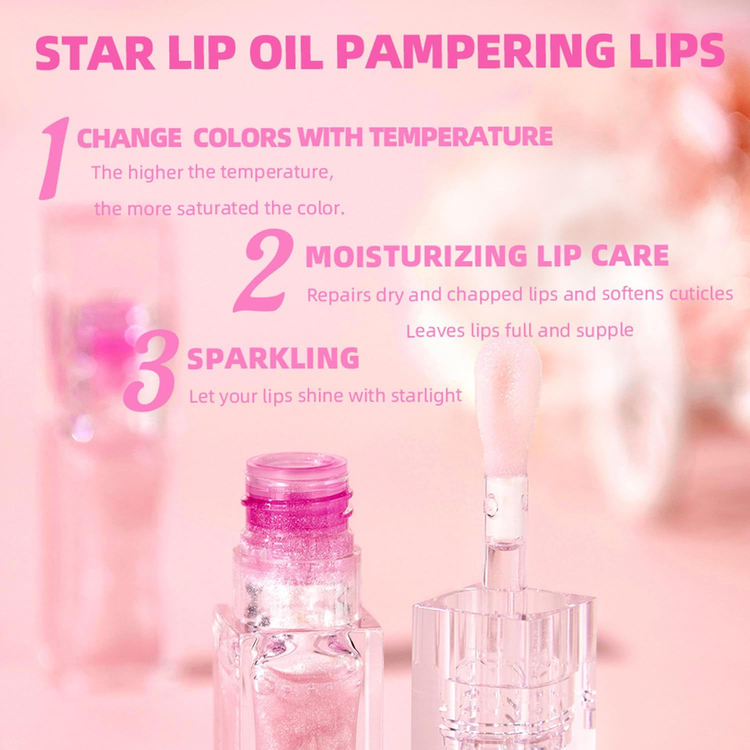Блиск Boss Up Cosmetics Lip Oil Magic Color Changing Moisturizing Glitter, фото №5