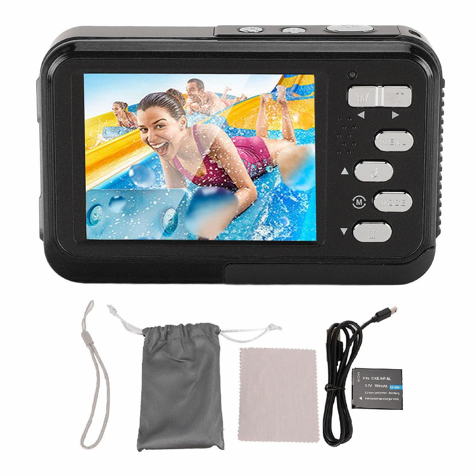 Камера Denash 4K Водонепроницаемая 48 MP Автофокус с двумя экранами Черная, фото №1