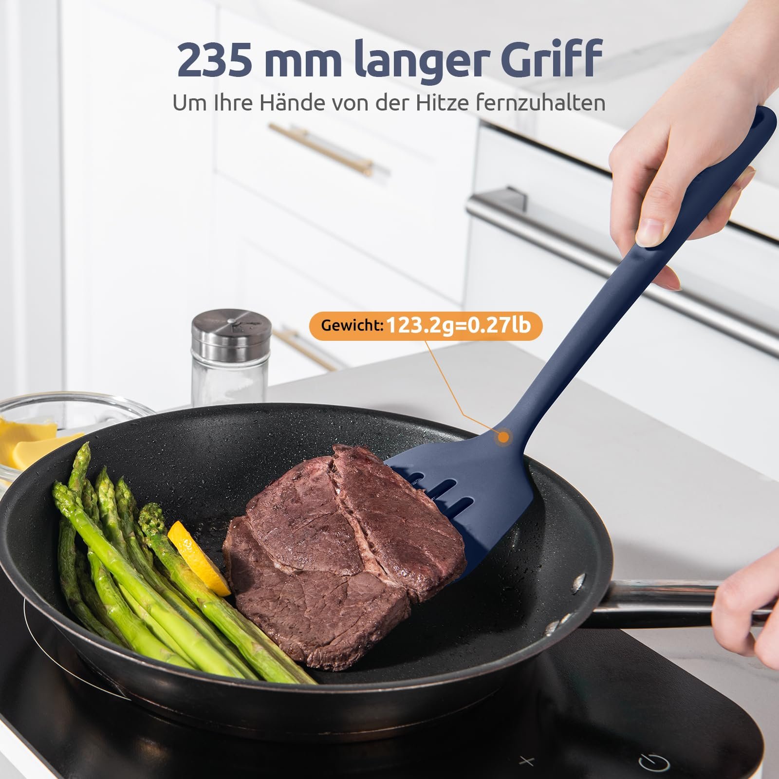 Лопатка кухонная U-Taste силиконовая термостойкая 34.5 см (2 шт) Midnight Blue, фото №7