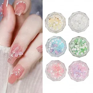 Набір прикрас для нігтів 3D Метелик Harz 6 коробок, штучні перли - Фото 1