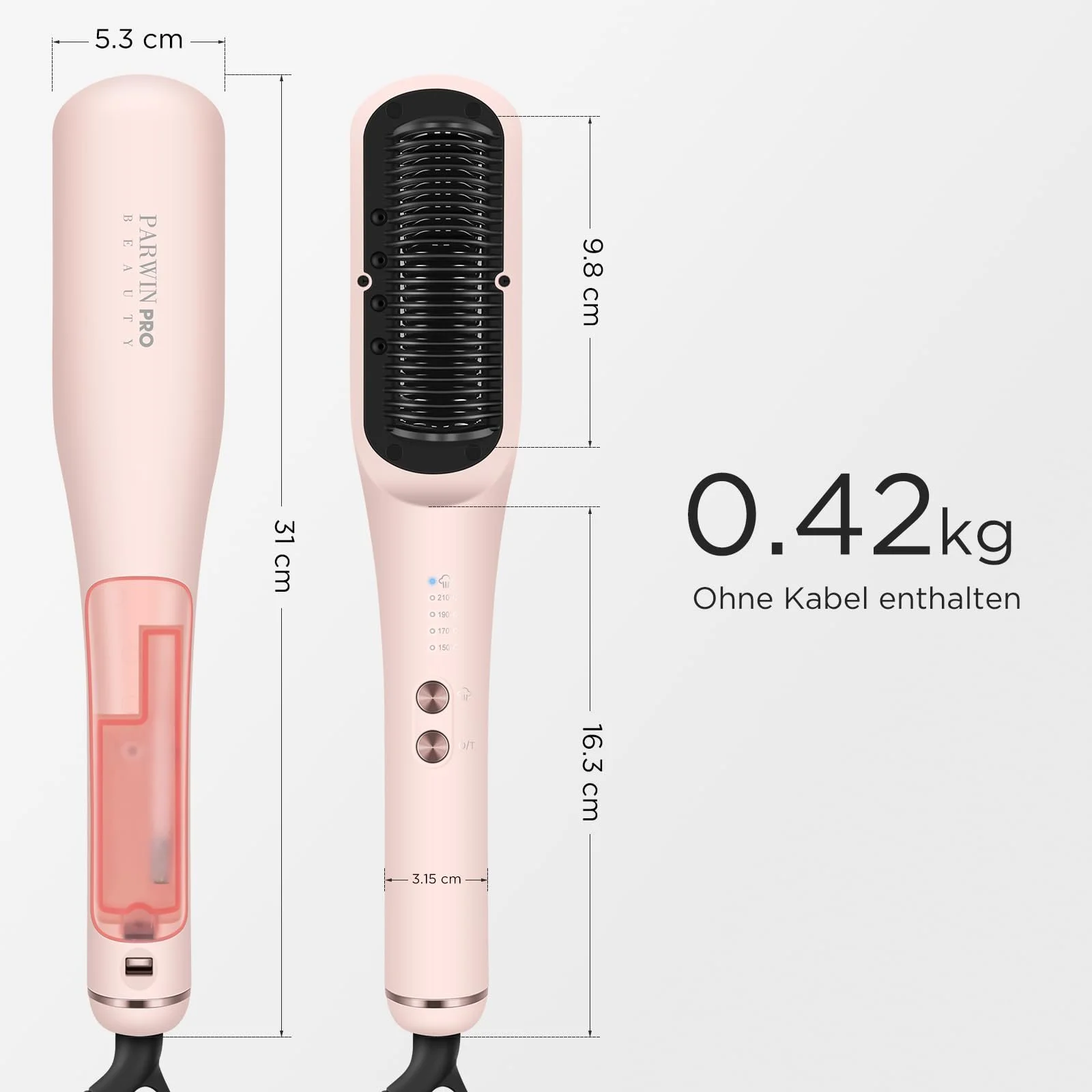 Паровая щетка-выпрямитель PARWIN PRO BEAUTY Pro Steam 3-в-1 LED Pink, фото №7 Паровая щетка-выпрямитель PARWIN PRO BEAUTY Pro Steam 3-в-1 LED Pink, фото №7