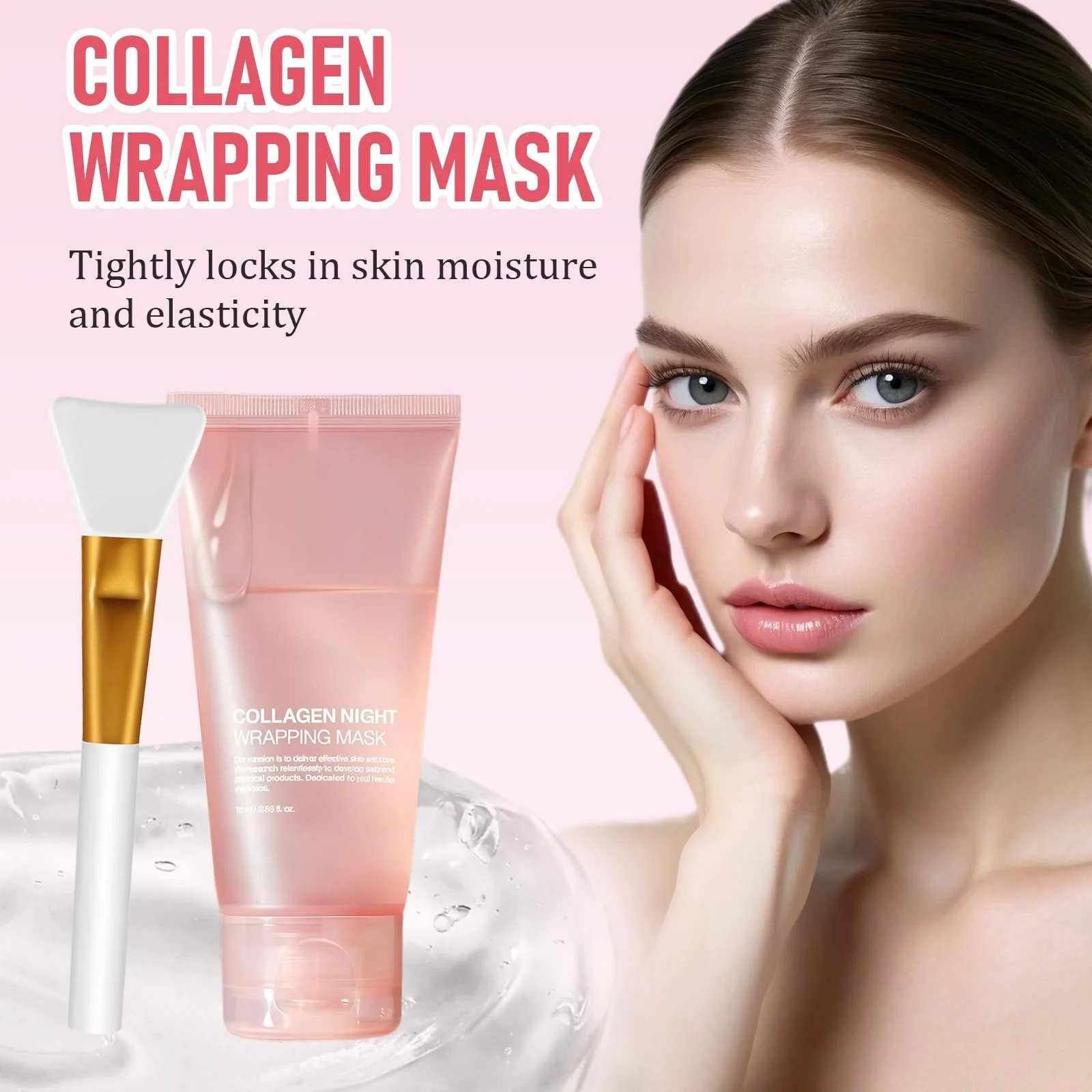 Маска Колагенова з вітаміном Е для обличчя, маска для обличчя проти зморшок, глибоко зволожуюча, фото №7