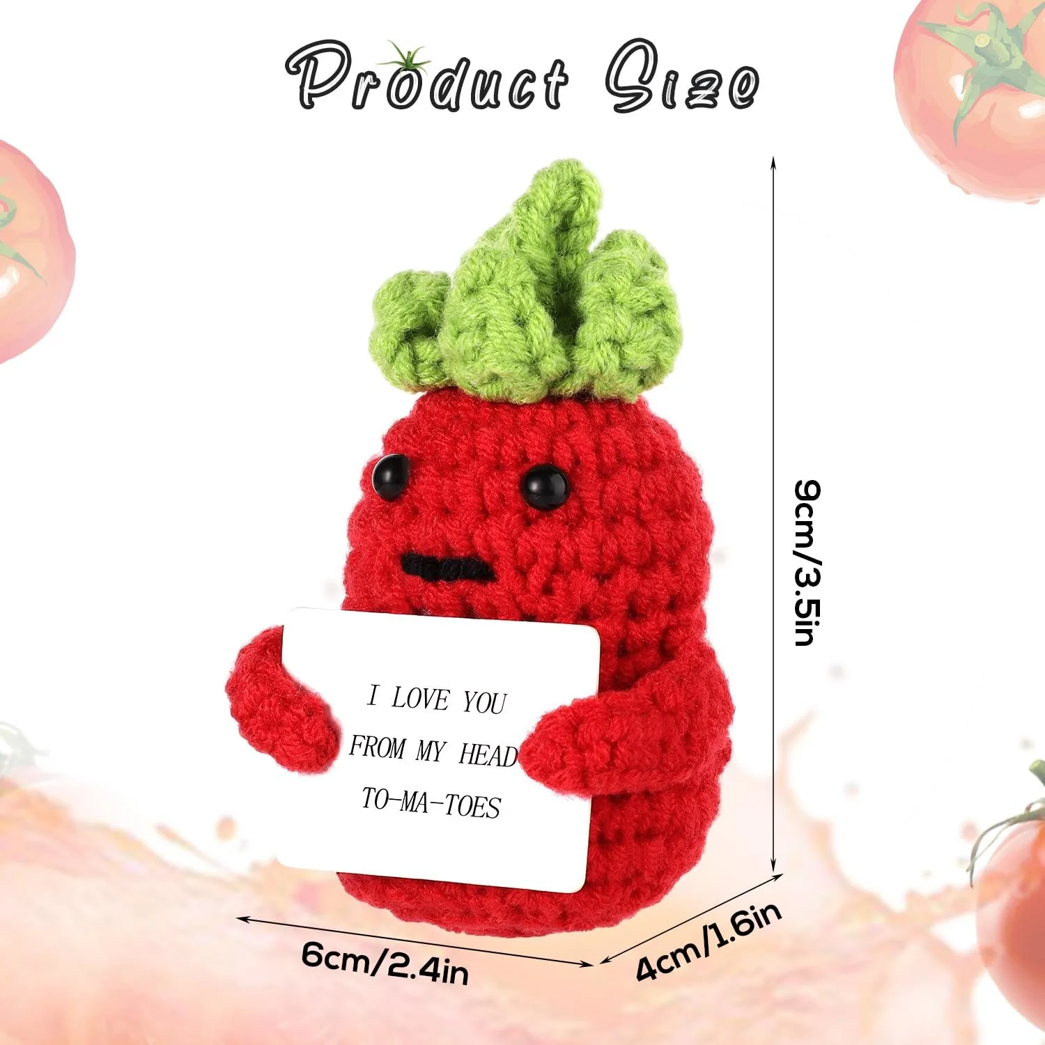Кукла Вязаная Помидор Позитивный Карточка I Love You Красный 9 см, фото №2 Кукла Вязаная Помидор Позитивный Карточка I Love You Красный 9 см, фото №2