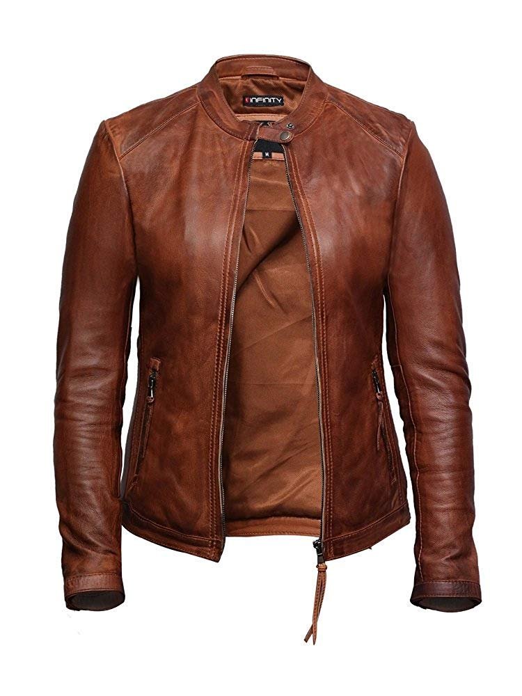 Куртка шкіряна жіноча BRANDSLOCK Biker Lammfell Vintage, фото №1