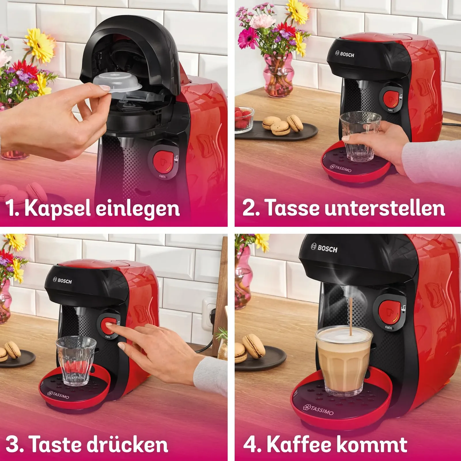 Капсульная кофемашина Bosch Tassimo Happy Friendly TAS103E, 1400 Вт, красно-черная, фото №6 Капсульная кофемашина Bosch Tassimo Happy Friendly TAS103E, 1400 Вт, красно-черная, фото №6