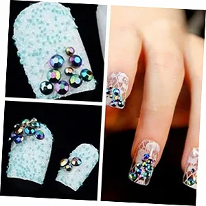 Стразы для ногтей Healeved Набор 12 плоских драгоценных камней 12 ячеек Блестящий материал для поделок, ювелирных изделий, украшений для ногтей synthetic.ua - Фото 1