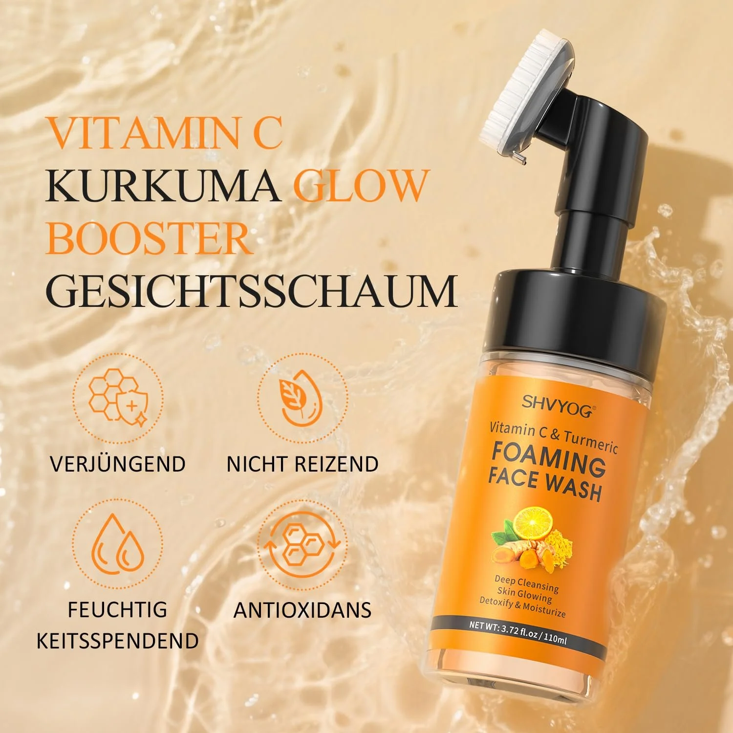 Очищающая пенка для лица с витамином C и куркумой для сияющего цвета лица, уменьшает мелкие морщины, отшелушивающая пенка для умывания, средство для умывания с куркумой против темных пятен, фото №6 Очищающая пенка для лица с витамином C и куркумой для сияющего цвета лица, уменьшает мелкие морщины, отшелушивающая пенка для умывания, средство для умывания с куркумой против темных пятен, фото №6