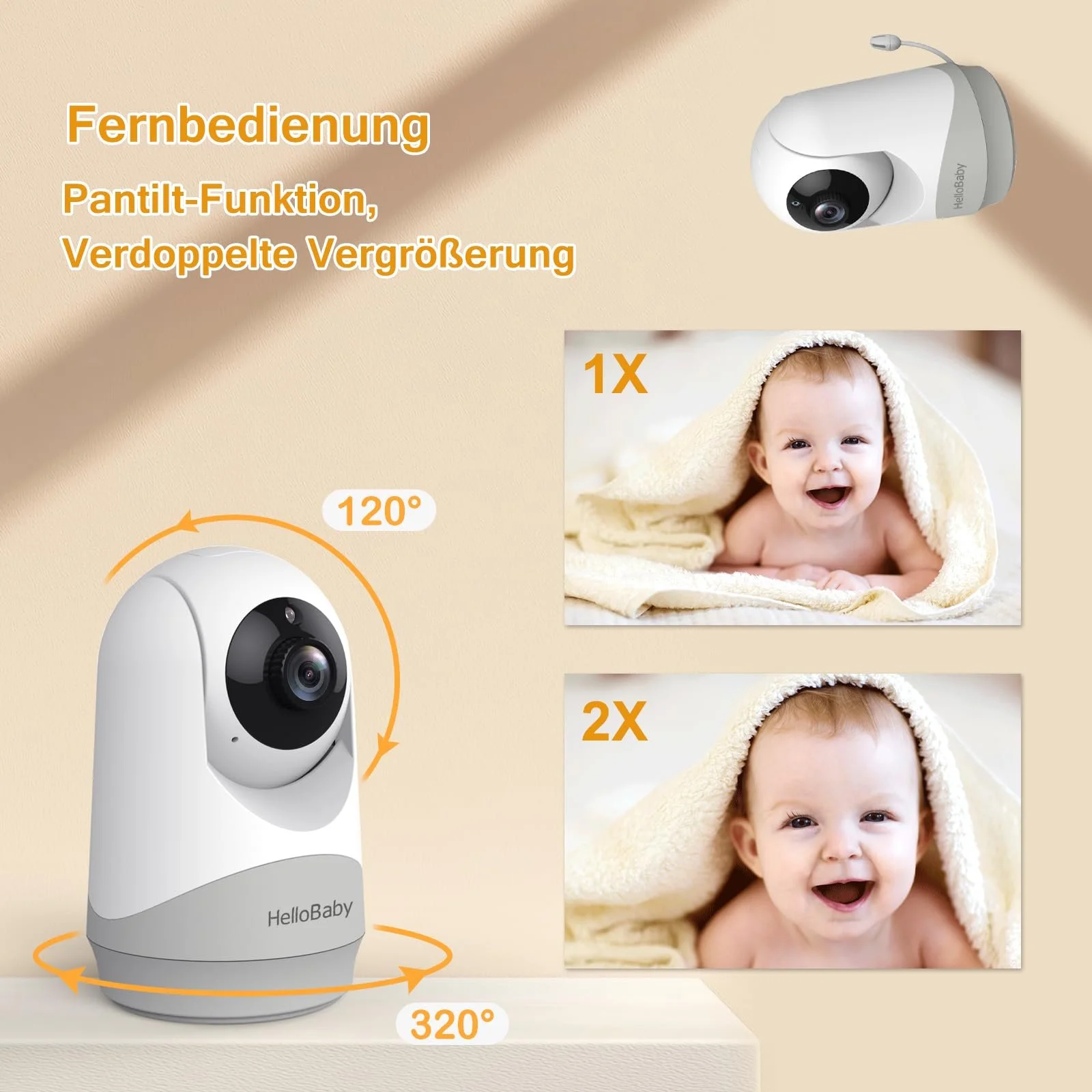 Відеоняня HelloBaby 3.2 дюйма IPS Night Vision Pan Tilt Zoom, фото №3 Відеоняня HelloBaby 3.2 дюйма IPS Night Vision Pan Tilt Zoom, фото №3