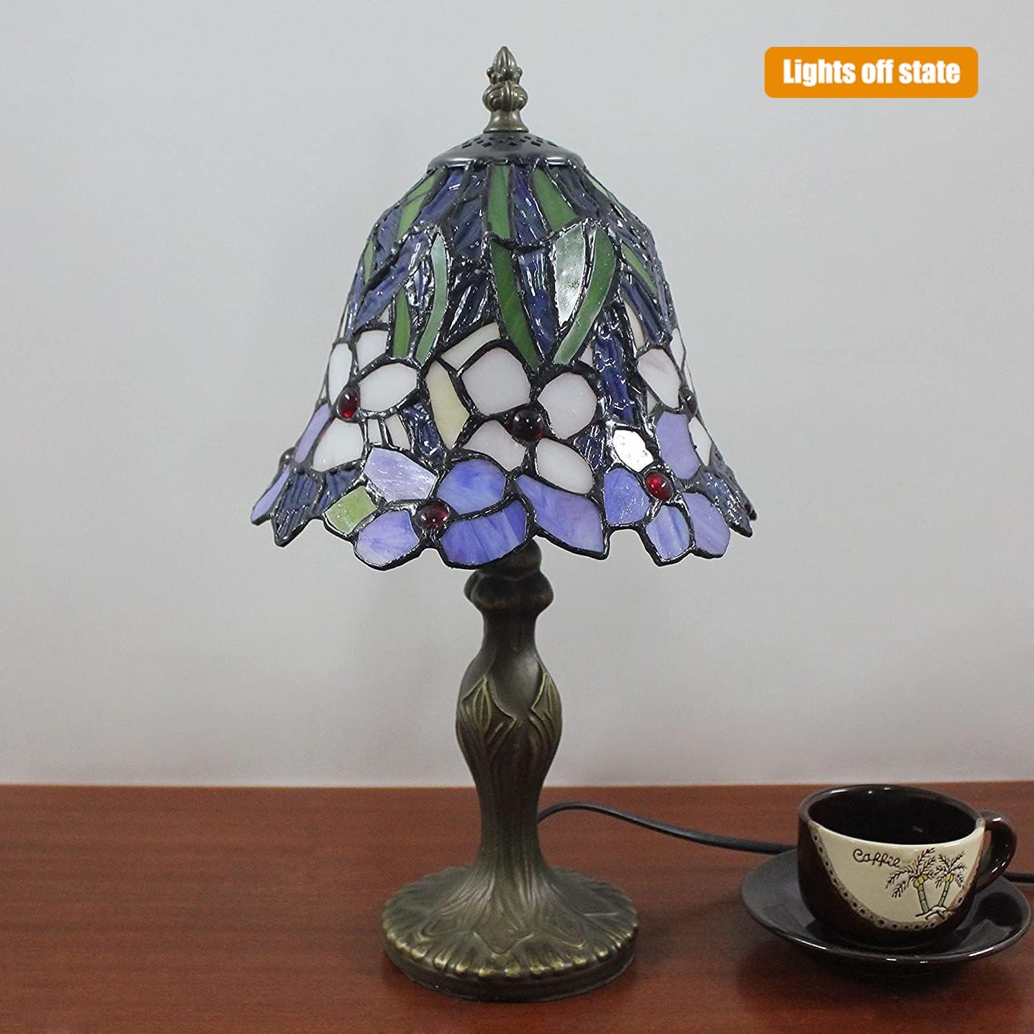 Настільна лампа Kinbolas Tiffany Style Handmade Stained Glass Vintage Art Deco Victorian E14, фото №3