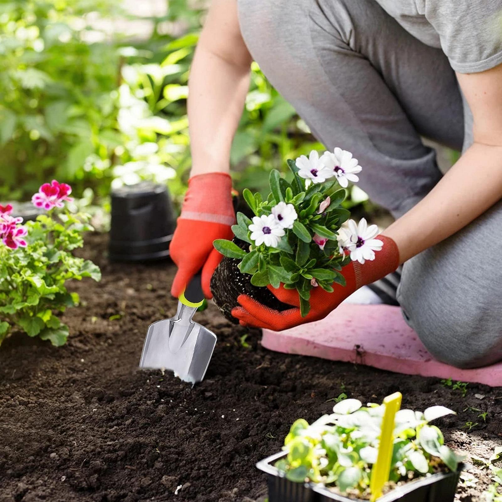Лопатка садовая, маленькая, заостренная, нержавеющая сталь, эргономичная ручка, зеленый, фото №5