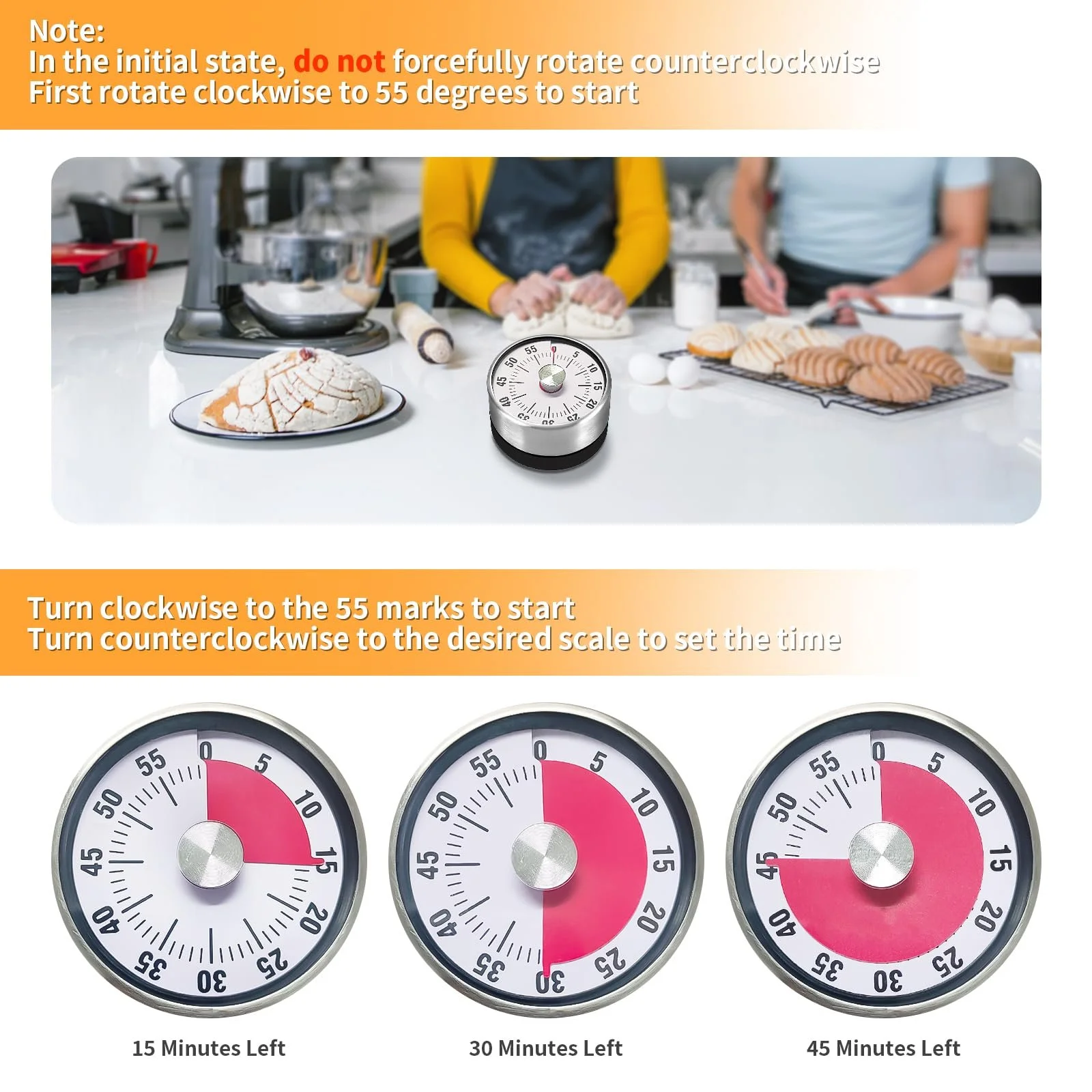 Таймер кухонный механический магнитный Stainless Steel Mechanical and Magnetic Timer Stainless Steel Countdown Timer, фото №6 Таймер кухонный механический магнитный Stainless Steel Mechanical and Magnetic Timer Stainless Steel Countdown Timer, фото №6