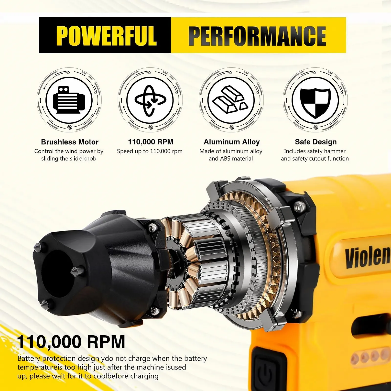 Електрична повітродувка 120000 RPM 8000 mAh з функцією розбивання скла, фото №3 Електрична повітродувка 120000 RPM 8000 mAh з функцією розбивання скла, фото №3